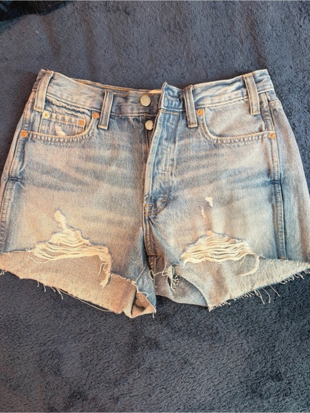 Universal Thread Light Blue High-Rise Distressed Denim Shorts